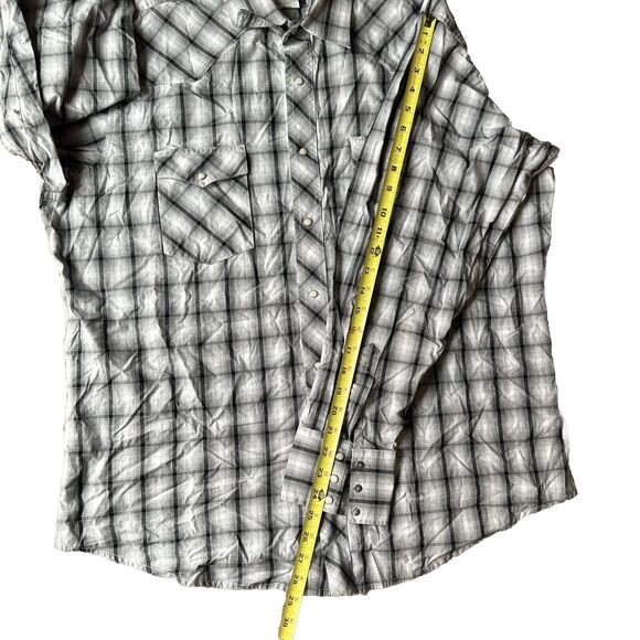 Vintage Wrangler Western Shirt Men’s Pearl Snap XL Black White Gray Plaid Rodeo - Picture 6 of 8